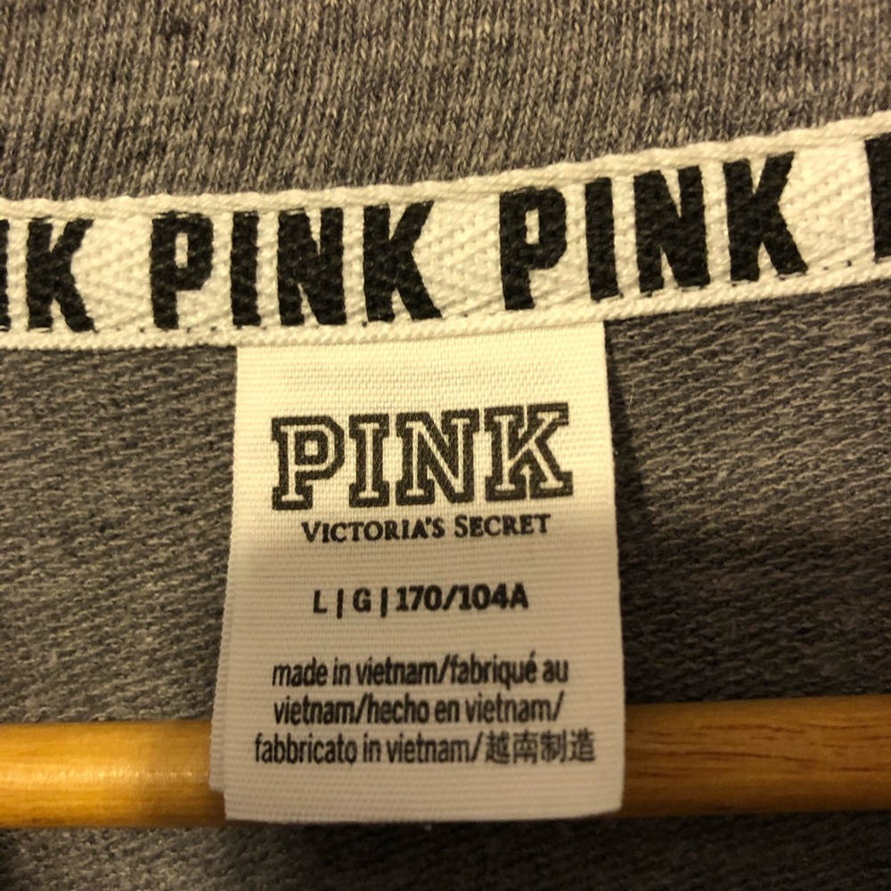 PINK Victoria’s Secret Gray 1/4 Zip Pullover Size Large - Picture 3 of 7
